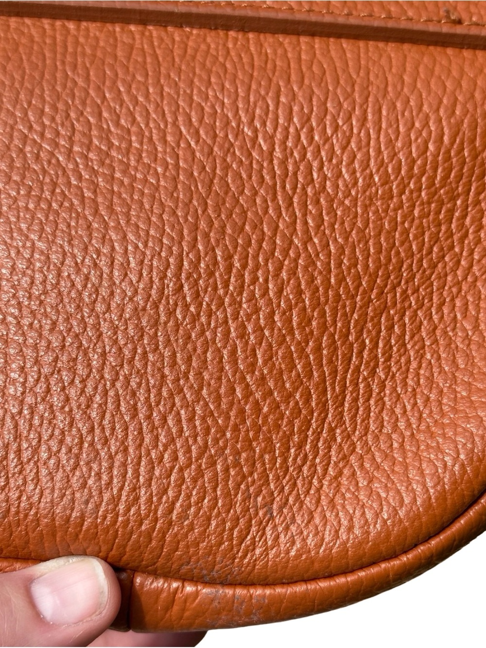 Valentina Orange Cognac Pebbled Leather Crossbody Saddle Bag - Made In Italy - Picture 16 of 16